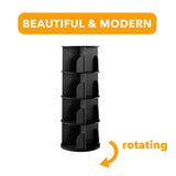 SpaceAid 4 Tier Rotating Bookshelf Tower, Spinning Bookcase Lazy Susan, Revolving 360 Book Shelf Storage Round Carousel, Vertical Rotate Turning Spiral Corner Organizer, Black SpaceAid