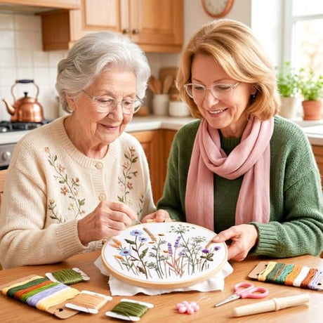 6 Pack Embroidery Kit for Beginners and Adults, Flower Cross Stitch Kits Needlepoint Kits, Hand Embroidery Kit Includes 6 Floral Embroidery Patterns, 1 Embroidery Hoop, Instructions and Other Tools Hokoad