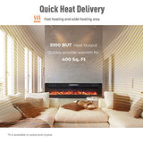 RELAX4LIFE 68" Recessed and Wall-Mounted Electric Fireplaces - Electric Fireplace Inserts with Remote Control, 1-8 Hours Timer, Touch Screen, 12 Adjustable Flames, 5 Speeds, 750/1500W Wall Fireplace RELAX4LIFE