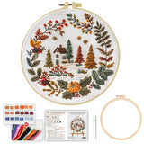 Embroidery Kit for Beginners, Beautiful small town Nature Landscape Pre-Stamped Pattern Kits for Adults , Easy to Follow Color Thread Needlework,DIY Cross Stitch Kits with 8'' Hoop Needles Threads