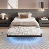 SHA CERLIN Floating Bed Frame Twin Size with Smart LED Lights and Charging Station, Heavy Duty Metal Platform Bed with Modern Design,No Box Spring Needed, Easy Assembly, Matte Black SHA CERLIN