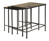 Zhongma Nesting Tables Set of 3, End Tables with Slate Table Top, Solid Real Stone, Side Table, Accent Table Zhongma