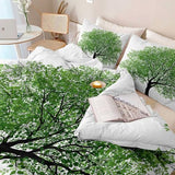 Single 61" x 79" Bedding Duvet Cover Set - Green Natural Minimalist Tree Printed 3 Piece Brushed Microfiber Comforter Quilt Cover with Zipper Closure for Men and Women Generic
