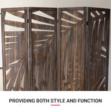 Proman Products - Palm Spring Panel, Wooden Room Divider, Folding Screen Room Divider with Palm Leaf Design (Smoked Brown) Proman Products