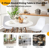 Tangkula Dining Table Set for 4, Round Kitchen Table and Chairs Set of 4 with Ergonomic Seat & Solid Wood Legs, 5-Pieces Modern Dining Set for Kitchen and Living Room Tangkula