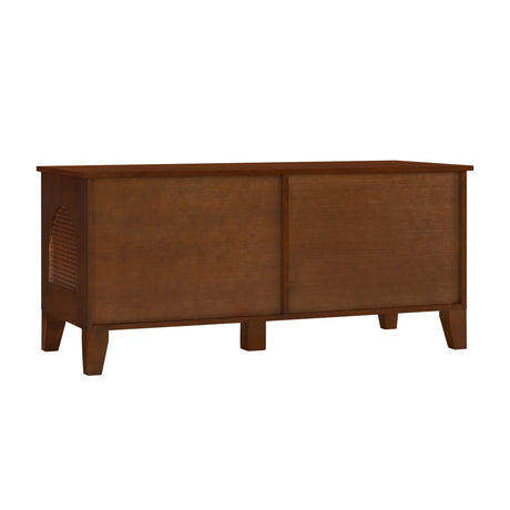 Lars Indoor Rattan Decorated Rubber Wood Dog Crate Cabinet Furniture HouseOfZazla