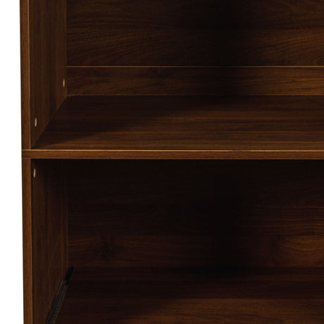 Tall Kitchen Pantry Cabinet With 4 Tier Side Shelf, 2 Drawers, Freestanding Food Hutch With Microwave Stand For Dining Room - Walnut HouseOfZazla