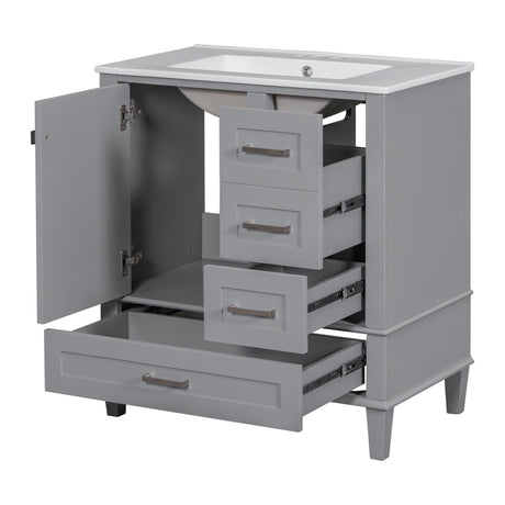 Bathroom Vanity, Modern Bathroom Cabinet With Sink Combo Set, Bathroom Storage Cabinet With A Soft Closing Door And 3 Drawers, Solid Wood Frame HouseOfZazla