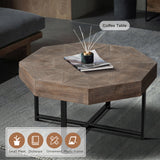 Wood Octagonal Vintage Patchwork Coffee Table