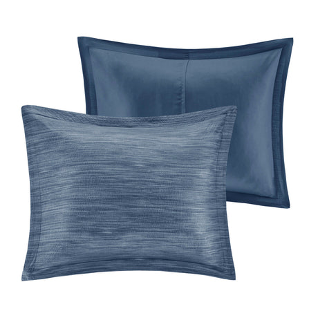7 Piece Printed Seersucker Comforter Set Navy King HouseOfZazla