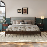 Premium Rubber Wood Platform Bed Frame, King Size with Headboard