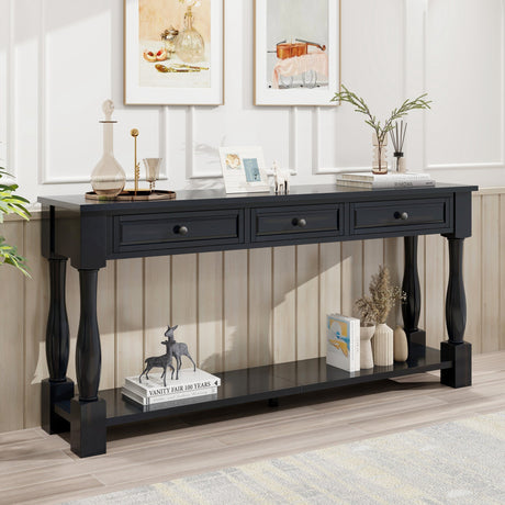 TREXM 63" Long Console Table with Drawers and Shelf HouseOfZazla