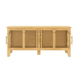 Lars Indoor Rattan Decorated Rubber Wood Dog Crate Cabinet