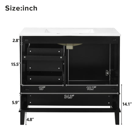 Bathroom Vanity, Modern Bathroom Cabinet With Sink Combo Set, Bathroom Storage Cabinet With A Soft Closing Door And 3 Drawers, Solid Wood Frame HouseOfZazla