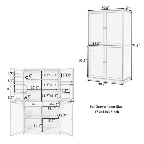 TOPMAX Large Freestanding Kitchen Pantry Storage Cabinet HouseOfZazla