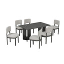 Dining Table Set With 6 Upholstered Chairs, Rectangular Table With Cutout Legs HouseOfZazla