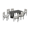 Dining Table Set With 6 Upholstered Chairs, Rectangular Table With Cutout Legs HouseOfZazla