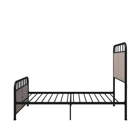 Twin Size Linen Upholstered Platform Metal Bed Frame with Fabric Headboard and Footboard HouseOfZazla
