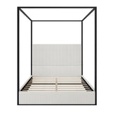 Canopy Bed With Tall Upholstered Headboard And 4 Poster
