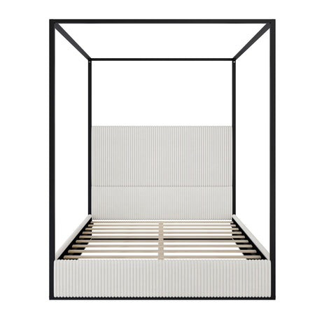 Canopy Bed With Tall Upholstered Headboard And 4 Poster HouseOfZazla
