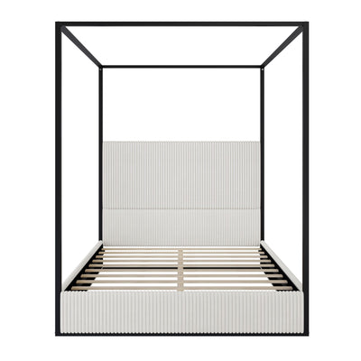 Canopy Bed With Tall Upholstered Headboard And 4 Poster