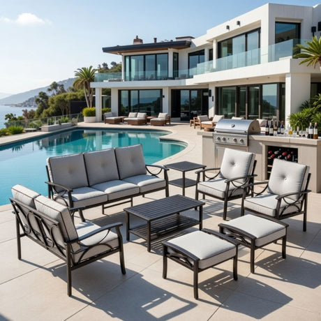 Patio Furniture Set with Coffee Table and Cushions for Backyard HouseOfZazla