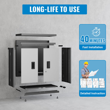 Metal Tool Garage Storage Cabinet with 2 Doors and Lock HouseOfZazla