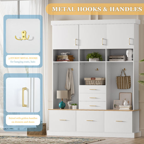 Entryway Hall Tree With Bench And Storage, 5 In 1 Coat Rack HouseOfZazla
