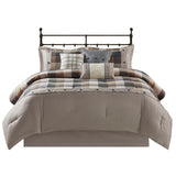 7 Piece Herringbone Comforter Set Neutral Queen