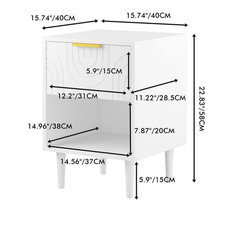 Nightstand With 1 Drawer And Open Shelf - White HouseOfZazla