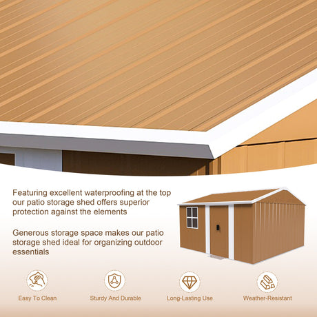 12x10 FT Heavy-Duty Metal Storage Shed with Lockable Door & Ventilation HouseOfZazla