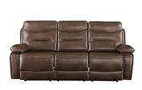 Aashi Leather Gel Match 3 Piece Recliner Living Room Set - Brown