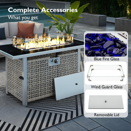 K&K Patio 8-Piece Patio Furniture Set with 43" Fire Pit Table HouseOfZazla