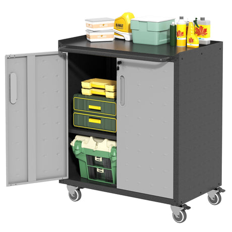Heavy Duty Metal Garage Storage Cabinet With Wheels Sturdy Tool Organizer HouseOfZazla