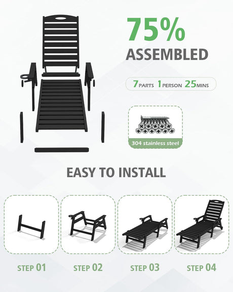 Patio Lounge Chair Outdoor with Reclining Backrest HouseOfZazla
