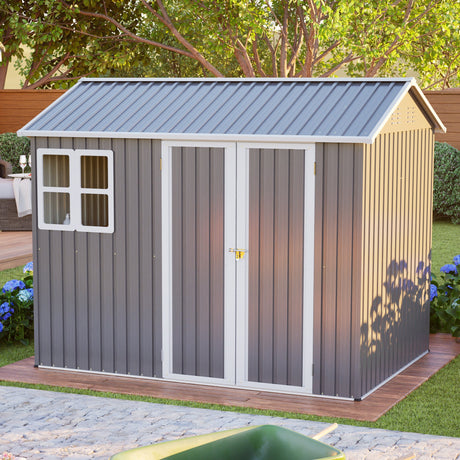 8'x6' Large Steel Storage Shed with Window, Lockable Doors & Sloped Roof HouseOfZazla
