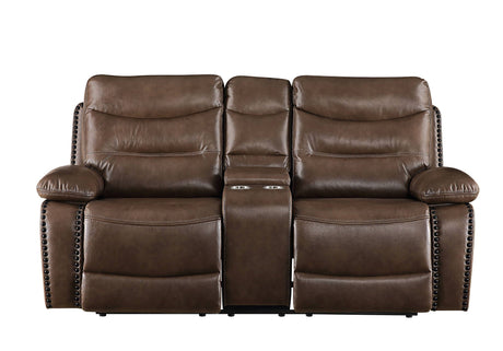 Aashi Leather Gel Match Recliner Loveseat - Brown HouseOfZazla