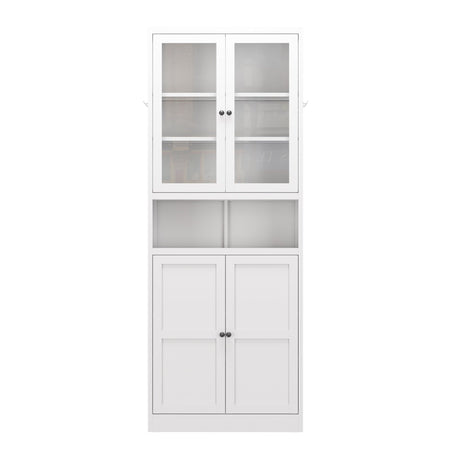 Metal Kitchen Pantry Cabinet Tall Storage With Adjustable Shelves, Heavy Duty Stainless Steel Frame - White HouseOfZazla