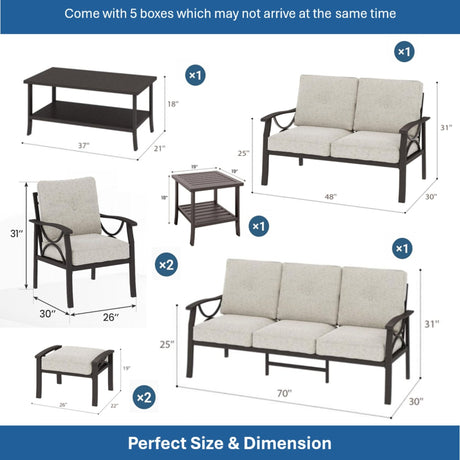 Patio Furniture Set with Coffee Table and Cushions for Backyard HouseOfZazla