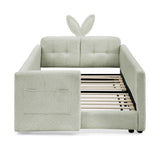 Cute Rabbit Ear Upholstered Platform Bed Frame With Safety Rail