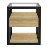 Set of 2 Modern End Tables with Drawer - Nightstands for Bedroom & Living Room
