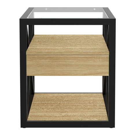 Set of 2 Modern End Tables with Drawer - Nightstands for Bedroom & Living Room HouseOfZazla