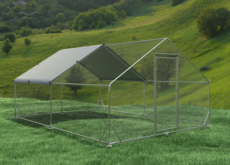 Large Metal Chicken Coop, Walk In Poultry Cage Hen Run House Rabbits Habitat Cage Spire Shaped Coop With Waterproof And Anti Ultraviolet Cover HouseOfZazla