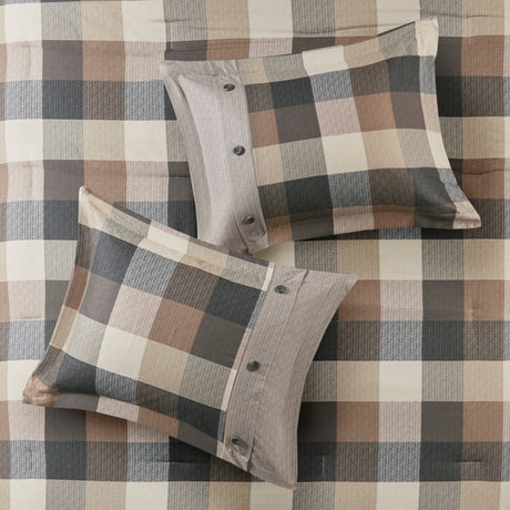 7 Piece Herringbone Comforter Set Neutral Queen HouseOfZazla