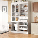 TOPMAX Freestanding Buffet With Hutch - Tall Kitchen Pantry Cabinet HouseOfZazla