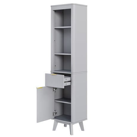 Tall Bathroom Storage Cabinet With Adjustable Shelves And 1 Drawer & Door HouseOfZazla
