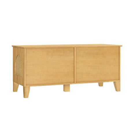 Lars Indoor Rattan Decorated Rubber Wood Dog Crate Cabinet HouseOfZazla