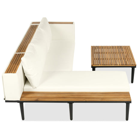 Luxury L-Shaped Acacia Wood Patio Furniture Set with Cushions HouseOfZazla