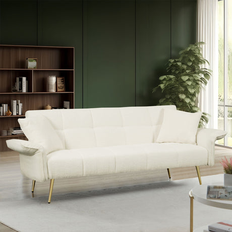 Convertible Double Futon Sofa Bed With Folding Armrests For Living Rooms HouseOfZazla