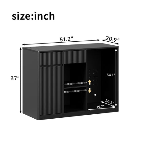 51.2" Modern Fluted Bar Cabinet with Fridge Compartment HouseOfZazla